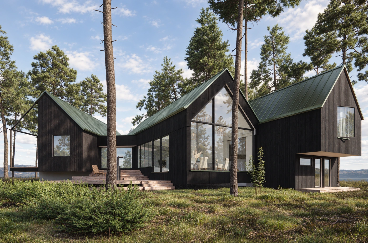 Exterior in the wooded landscape