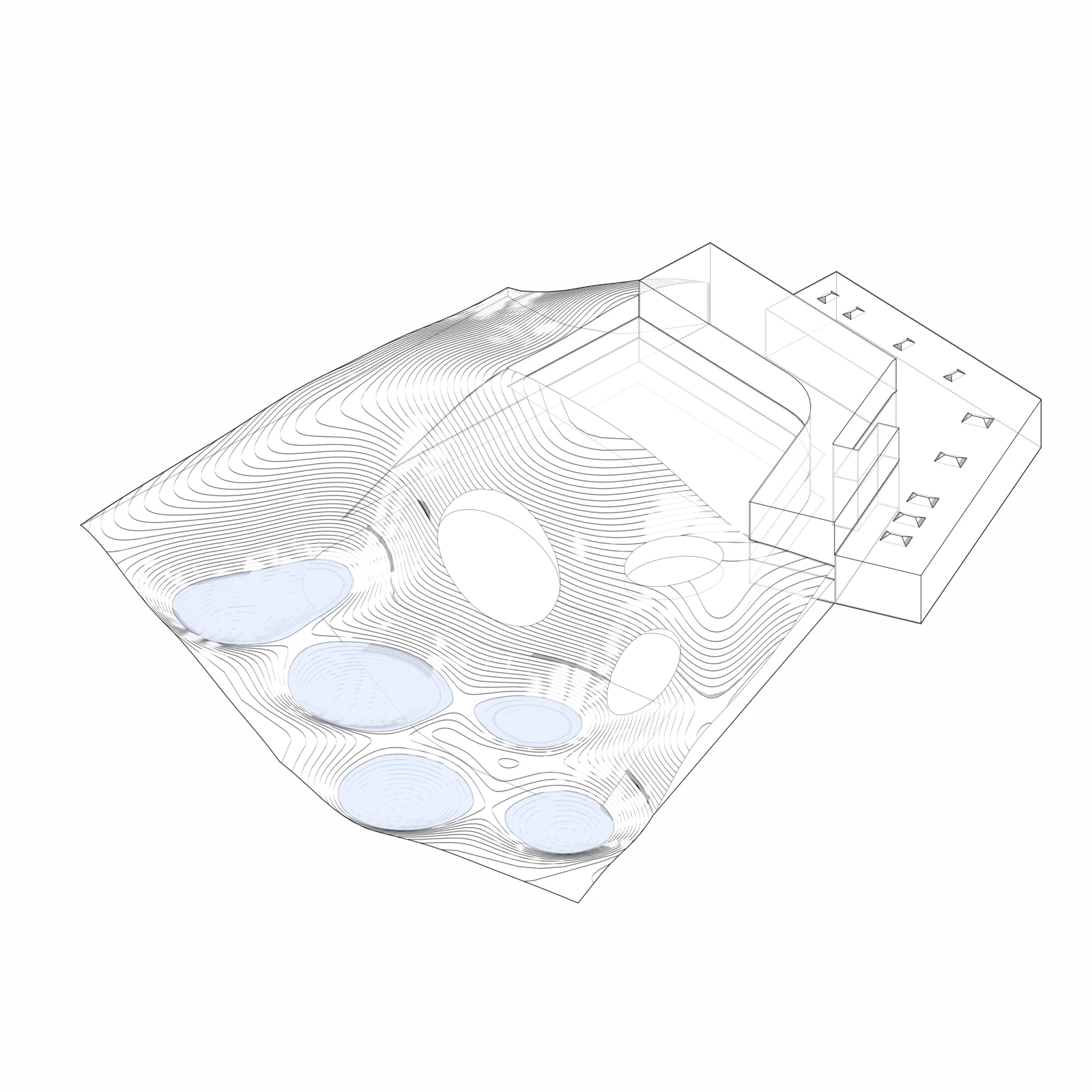 Landform and pond-layout study — design iteration